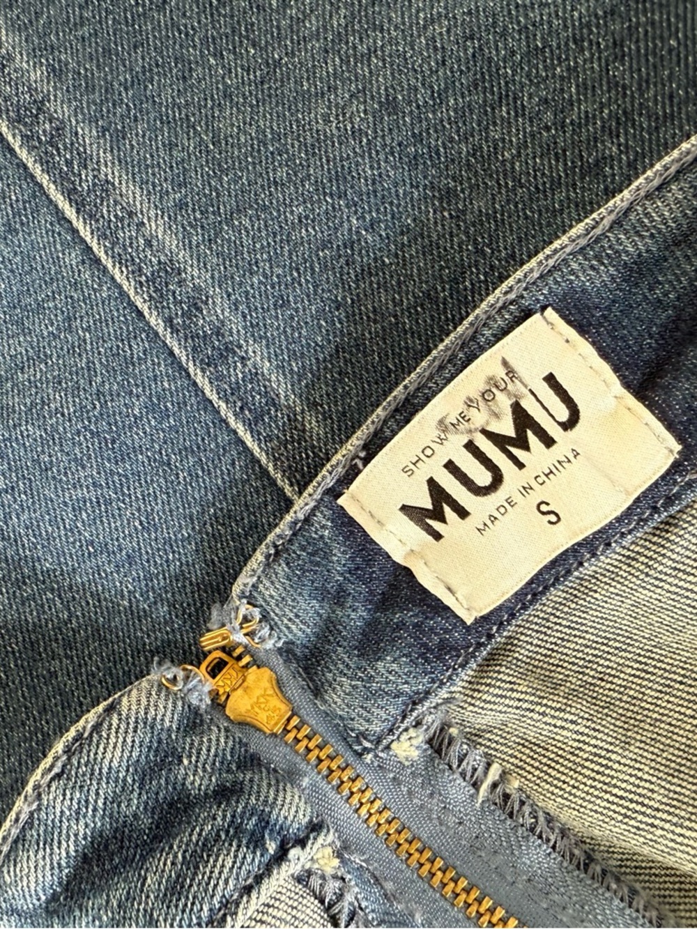SHOW‎ ME YOUR MUMU baton rouge skirt in blue indigo size small midi denim - Picture 4 of 9